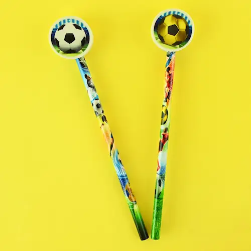PENCIL WOODEN FOOTBALL w ERASER