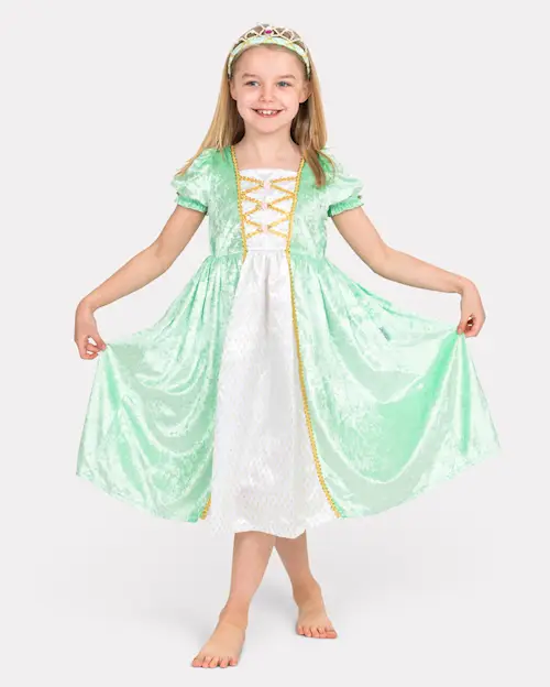 PRINCESS DRESS VELVET LTGREEN
