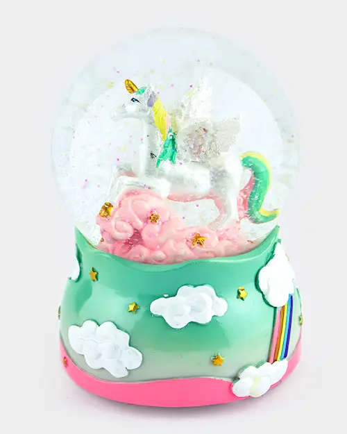 GLITTER GLOBE UNICORN WIND-UP MUSIC