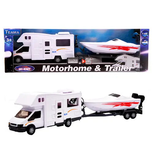 CAR RV w TRAILER BOAT 1:48