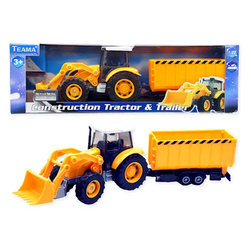 CONSTRUCTION TRACTOR w TRAILER 1:32