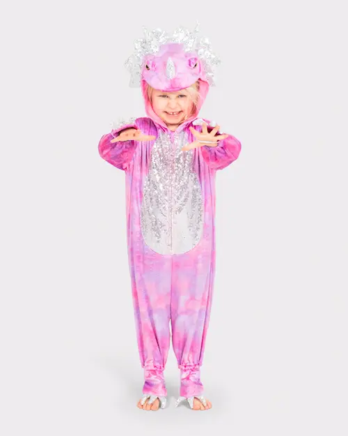 JUMPSUIT PINK DISCO TRICERATOPS