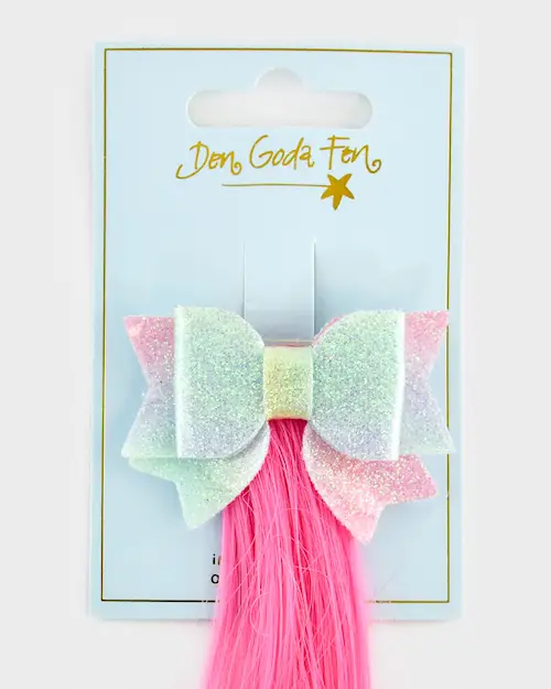 HAIR CLIP BOW W. HAIR MULTICOLOUR