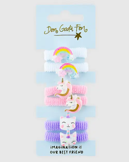 HAIR ELASTICS 3 PAIRS SET RAINBOW, UNICORN