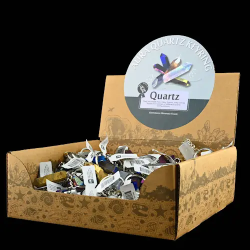 KEYRING QUARTZ TUMBLED STONE PAINTED