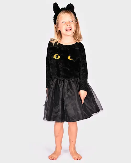 BLACK CAT DRESS w HEAD PIECE
