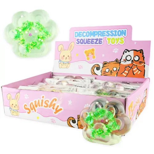SQUISHY CAT PAW 130G CLEAR GLITTER