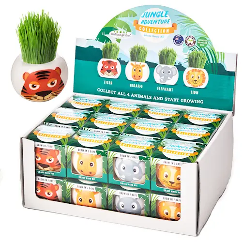 GROWING GRASS KIT JUNGLE ANIMALS
