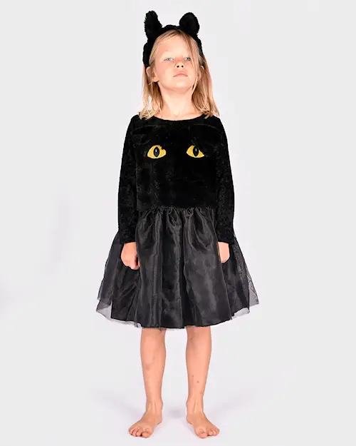 BLACK CAT DRESS w HEAD PIECE