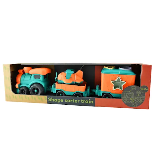 TRAIN w AIRPLANE AND SHAPE SORTER BIOPLASTIC