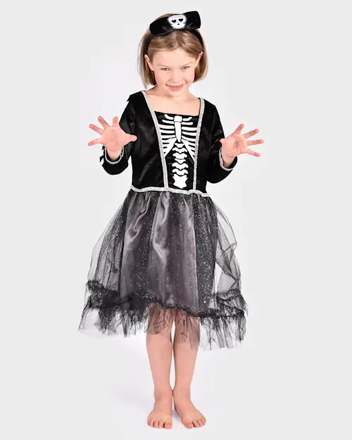 DRESS SKELETON w HEADBAND