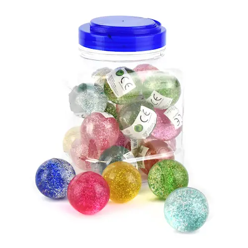 BOUNCING BALL GLITTER 24pcs