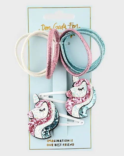 HAIR CLIPS UNICORN AND HAIR TIES 8PCS SET