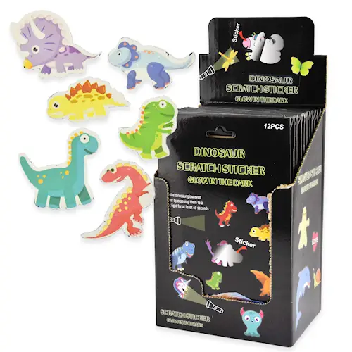 SCRATCH STICKERS DINOSAUR gid 12pcs