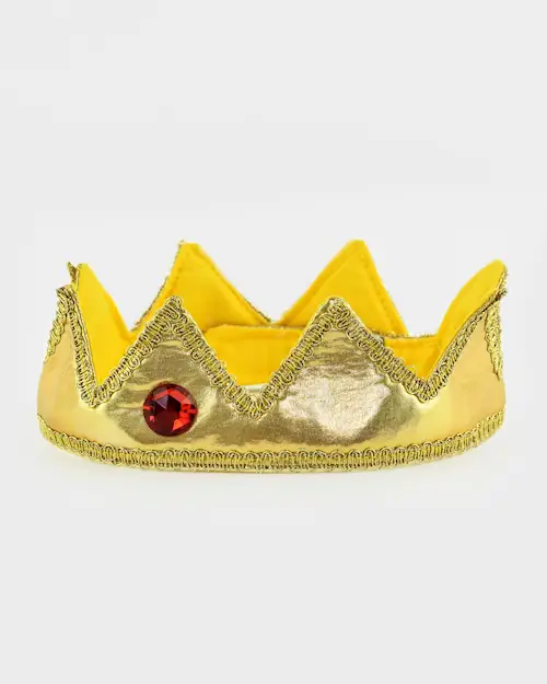 KING CROWN GOLD TEXTILE w RED STONE adj