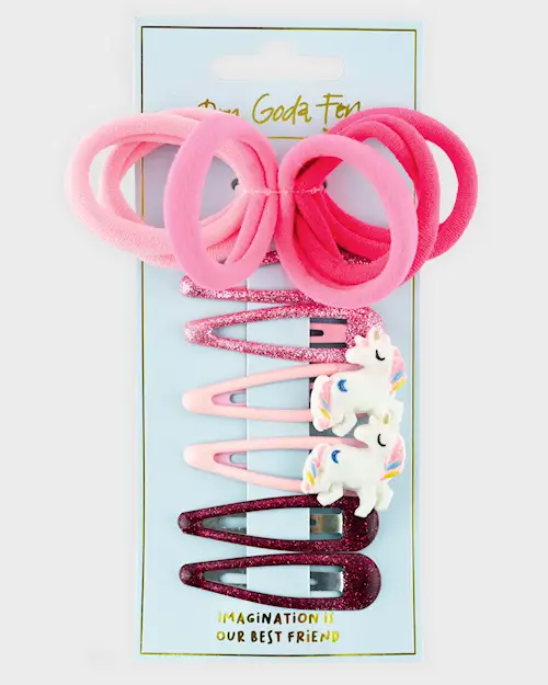 HAIR CLIPS UNICORN AND HAIR TIES 12PCS SET