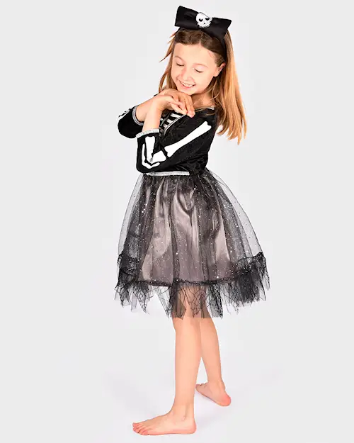 DRESS SKELETON w HEADBAND