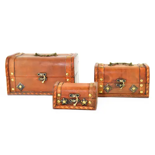 TREASURE CHEST SET WOODEN 3in1