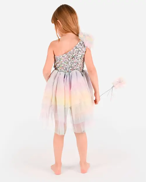 DRESS RAINBOW FAIRY w WAND