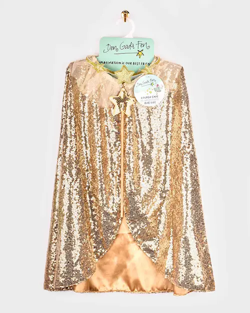 CAPE GOLD SEQUIN w HEADBAND AND WAND