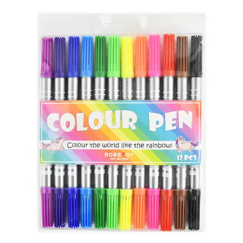 PEN DOUBLE FELT TIP 12 COLOURS