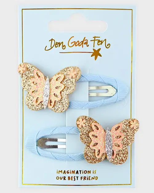 HAIR CLIPS GOLD BUTTERFLY 2PCS SET