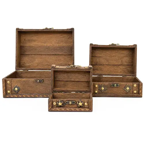TREASURE CHEST SET WOODEN 3in1