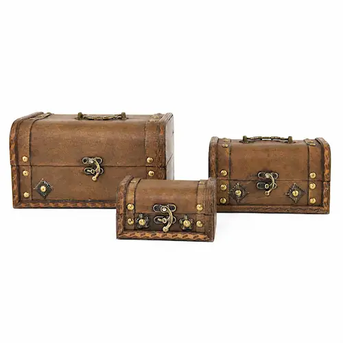 TREASURE CHEST SET WOODEN 3in1