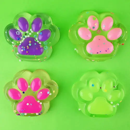 SQUISHY CAT PAW 130G CLEAR GLITTER