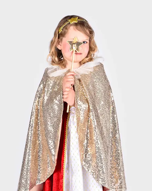 CAPE GOLD SEQUIN w HEADBAND AND WAND