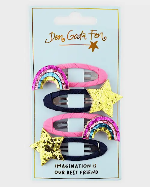 HAIR CLIPS RAINBOW AND STARS 4PCS SET