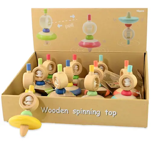 SPINNING TOP w STRING WOODEN