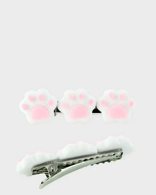 HAIR CLIPS WITH CAT PALM 2PCS SET