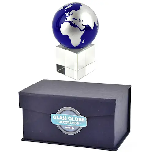 GLOBE WORLD GLASS BLUE