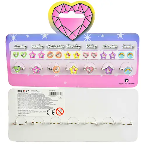 RING SET 7 DAYS UNICORN + EAR STICKERS