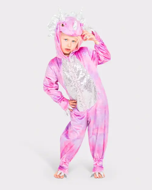 JUMPSUIT PINK DISCO TRICERATOPS