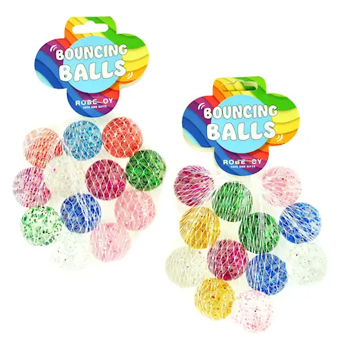 BOUNCING BALL GLITTER in NET 12pcs