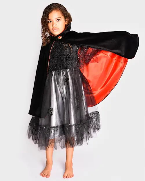 VAMPIRE CAPE DELUXE RED SATIN AND STONE