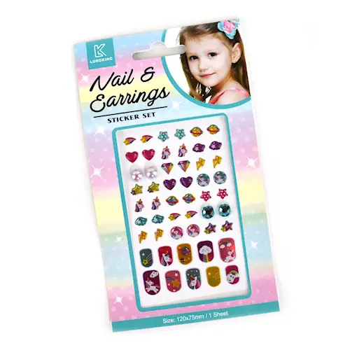 EAR & NAIL STICK-ONS UNICORN 52pcs