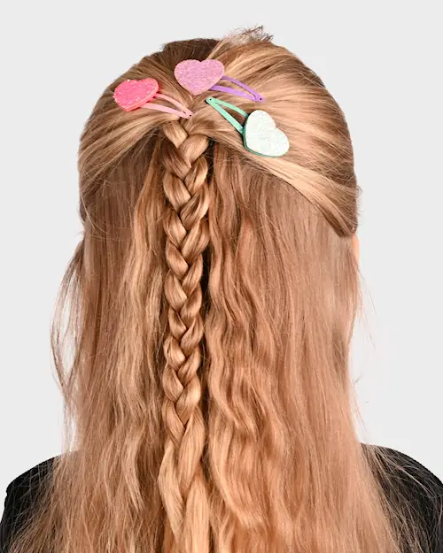 HAIR CLIP GLITTER HEART 6pcs