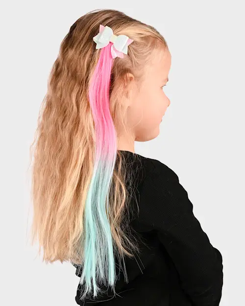 HAIR CLIP BOW W. HAIR MULTICOLOUR