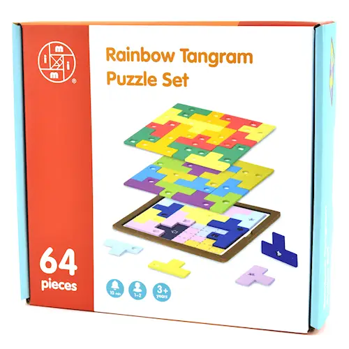 TANGRAM PUZZLE SET RAINBOW 64pcs