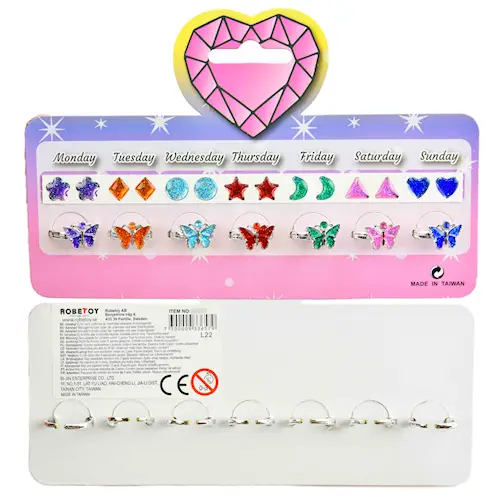 RING SET 7 DAYS BUTTERFLY + EAR STICKERS