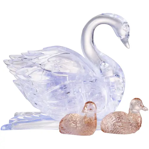 CRYSTAL PUZZLE SWAN w BABIES 34pcs