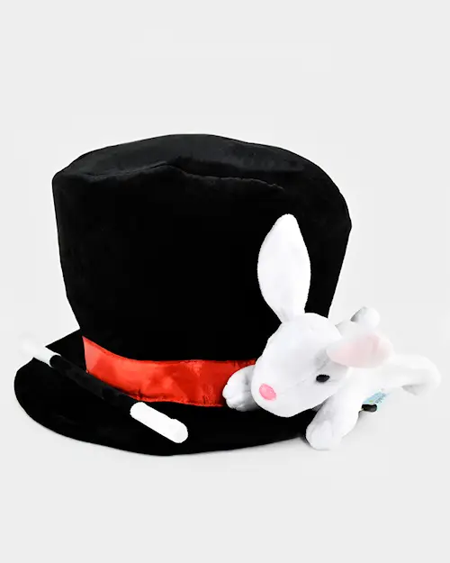 MAGICIAN HAT w RABBIT & WAND adj