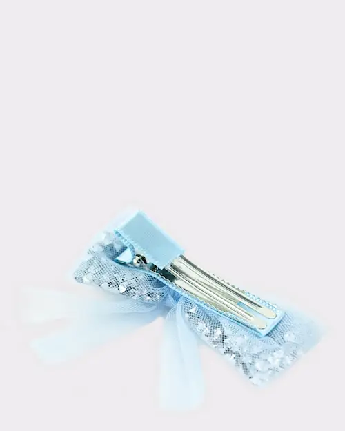 HAIR CLIPS BLUE RHINESTONES 2PCS SET