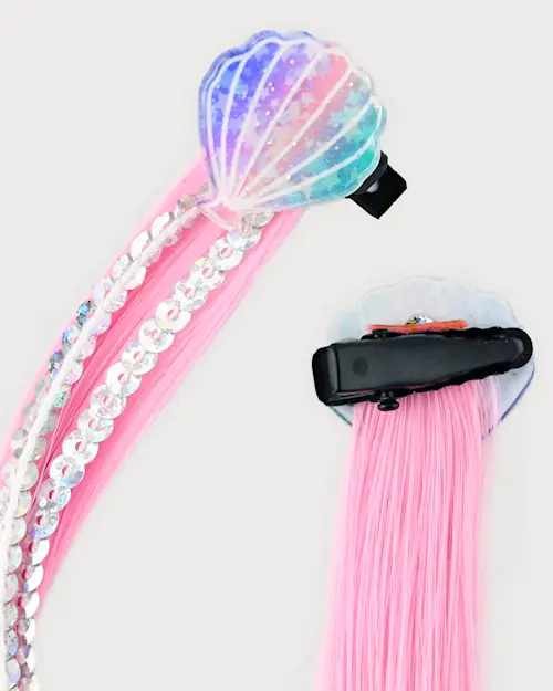 HAIR CLIPS FAKE HAIR WITH SHELL 2PCS SET