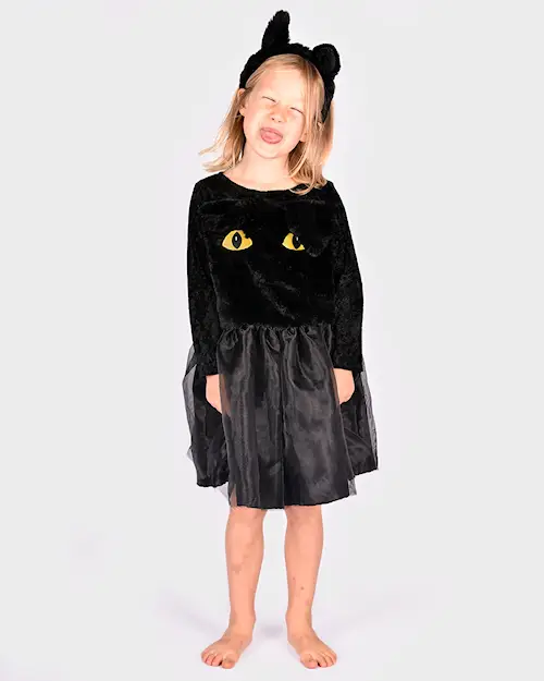 BLACK CAT DRESS w HEAD PIECE