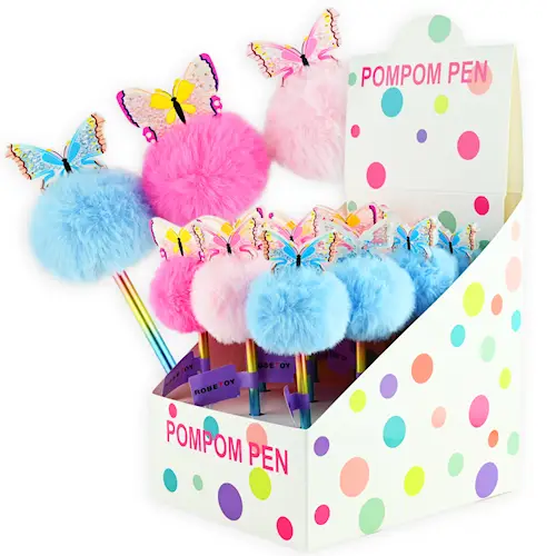PEN FLUFFY POMPOM BUTTERFLY