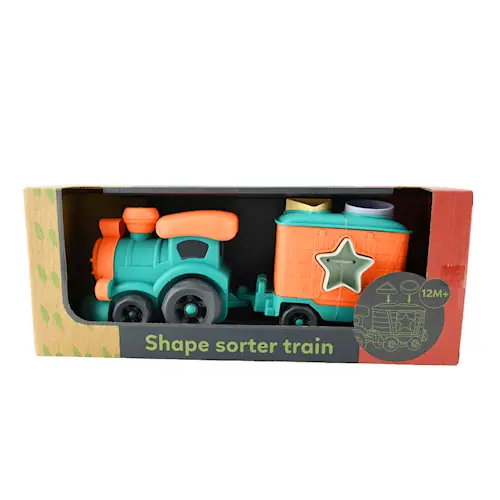 TRAIN w SHAPE SORTER BIOPLASTIC 5pcs